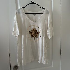 Lane Bryant Cream Leopard Leaf Graphic Tee